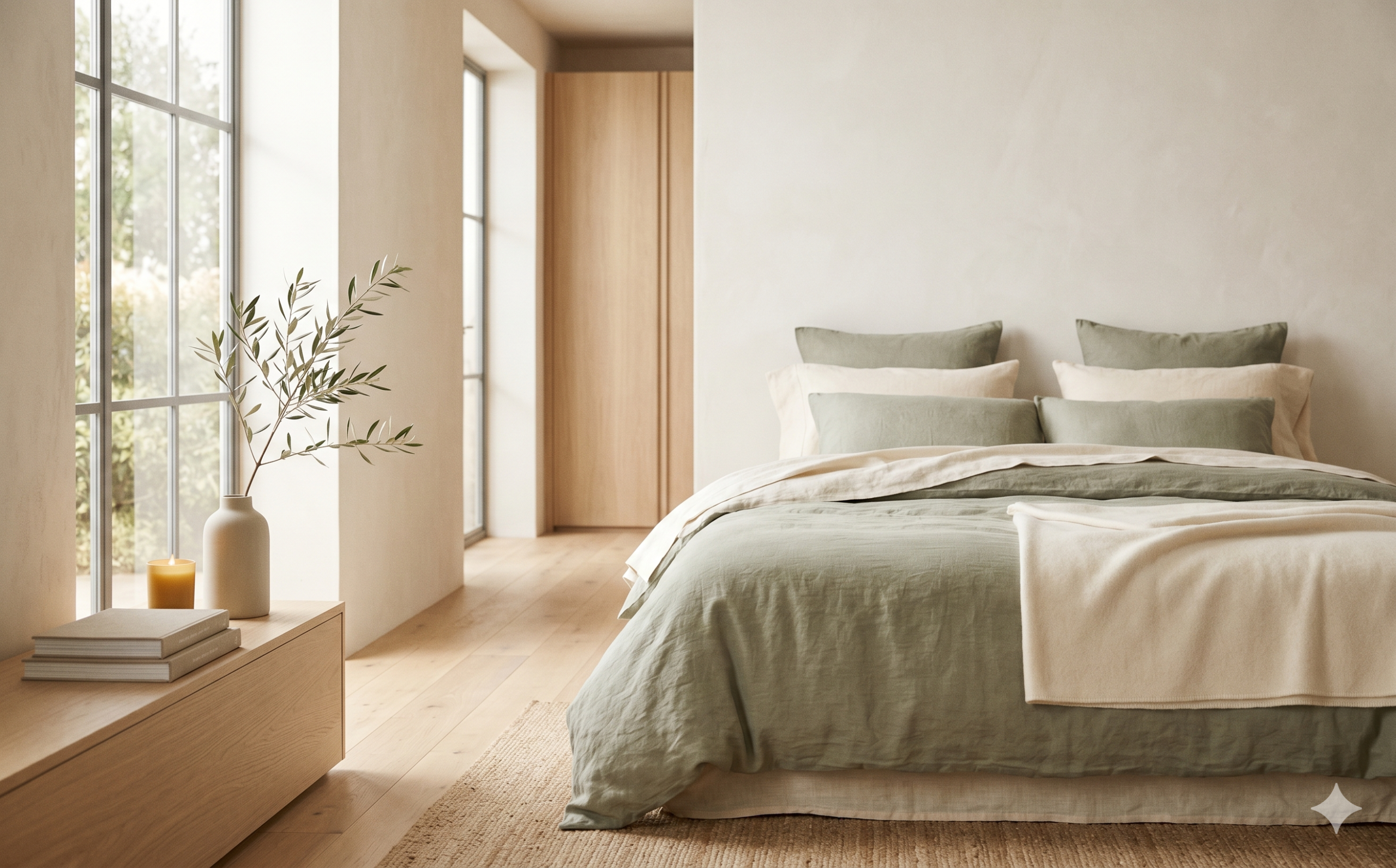 Freshly cleaned and refreshed bright bedroom